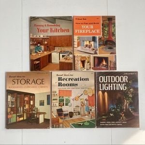 Lot 5 70s SUNSET BOOKS Home Design Kitchen Storage Fireplace Recreation Lighting